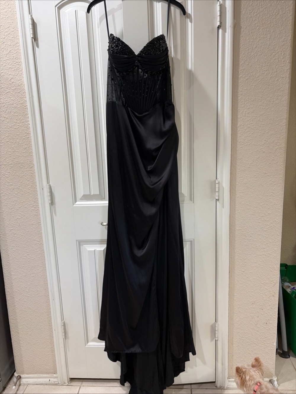 GB girls Black Strapless Beaded Evening Gown